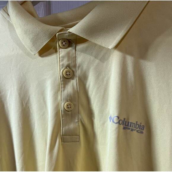 COLUMBIA GOLF Polo OMNI-FREEZE ZERO SNAP XL Shirt Buttons Yellow Sweat Activated - Picture 2 of 4